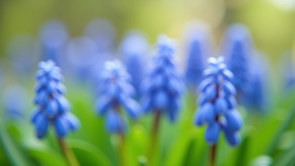 Verschillende stadia van blauwe hyacintbloei: knoppen, halfgeopend en volledige bloemen in natuurlijke tuinomgeving