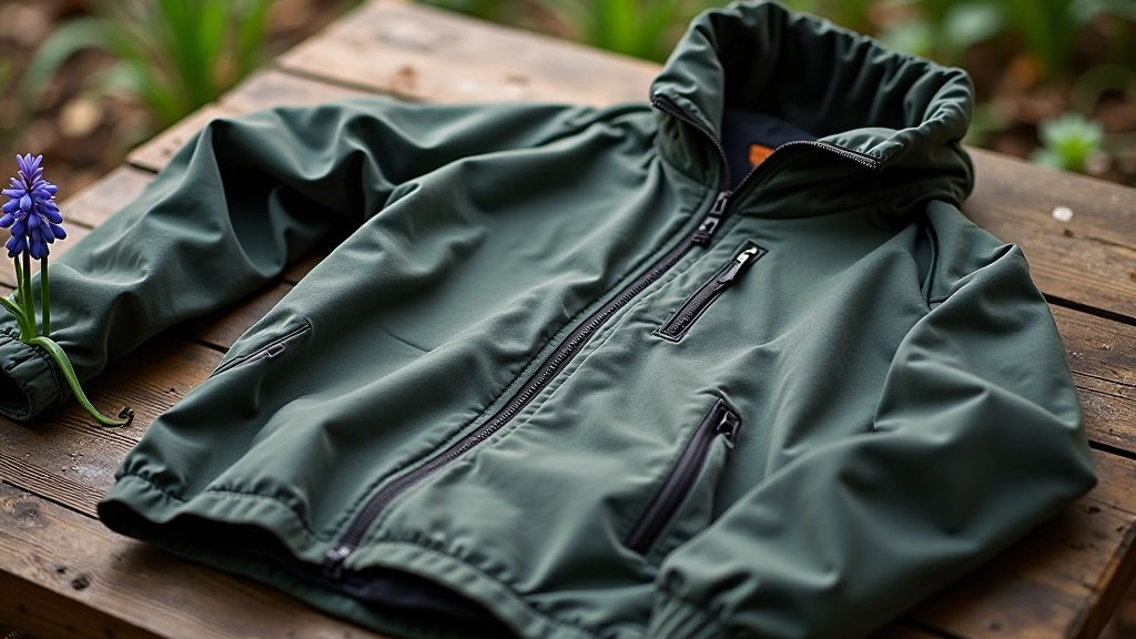 Gelaagde kleding uitgelegd: vochtwerende base layer, fleece midlaag, en windproof outer layer op een houten tafel
